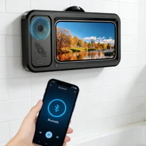 Wall Mounted Phone Holder  Rotation Touch Screen  Waterproof Bluetooth Speaker Shower