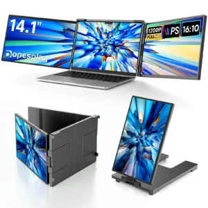 Dopesplay 14.1inch Laptops Screen Extender Triple Dual 1200P IPS Portable Monitor for Windows PC MacBook Chrome Laptop 13.3-17.3