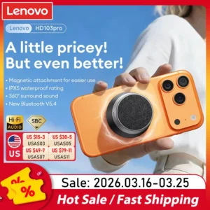 Lenovo HD103Pro Mini Magnetic Bluetooth V5.4 Speaker Portable Wireless Speaker 360° Surround Sound IPX5 Waterproof Phone Holder